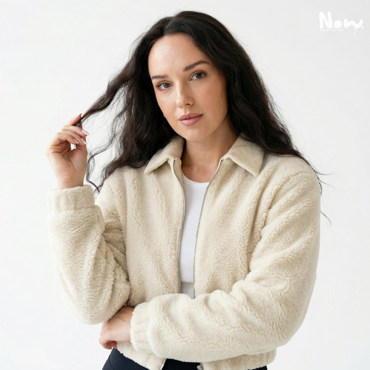 Teddy Jacket PDF Sewing Pattern | Zip Front Sherpa Fleece Jacket | Cropped Outerwear | XS-3XL