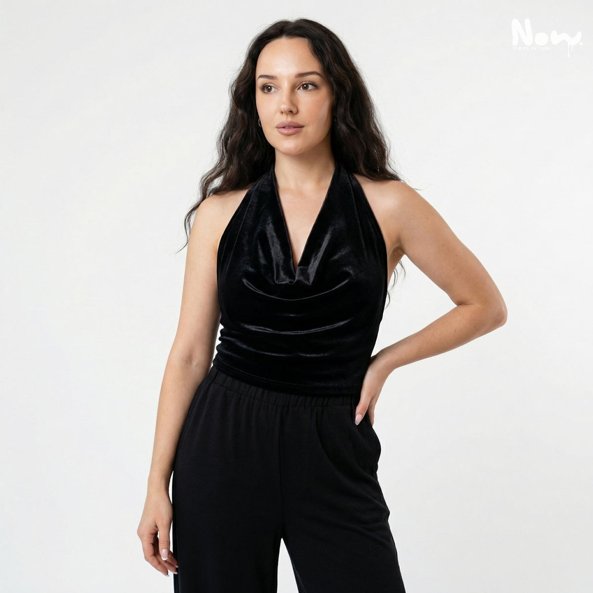 Halter Cowl Top Pattern PDF | Backless Halter Neck Crop Top | Cowl Neck Party Top | A4 A0 US Letter | XS-3XL