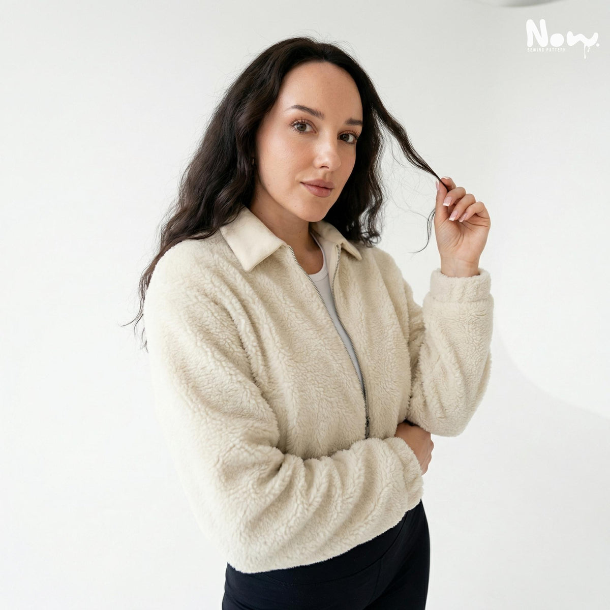 Teddy Jacket PDF Sewing Pattern | Zip Front Sherpa Fleece Jacket | Cropped Outerwear | XS-3XL