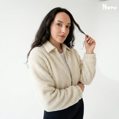 Teddy Jacket PDF Sewing Pattern | Zip Front Sherpa Fleece Jacket | Cropped Outerwear | XS-3XL