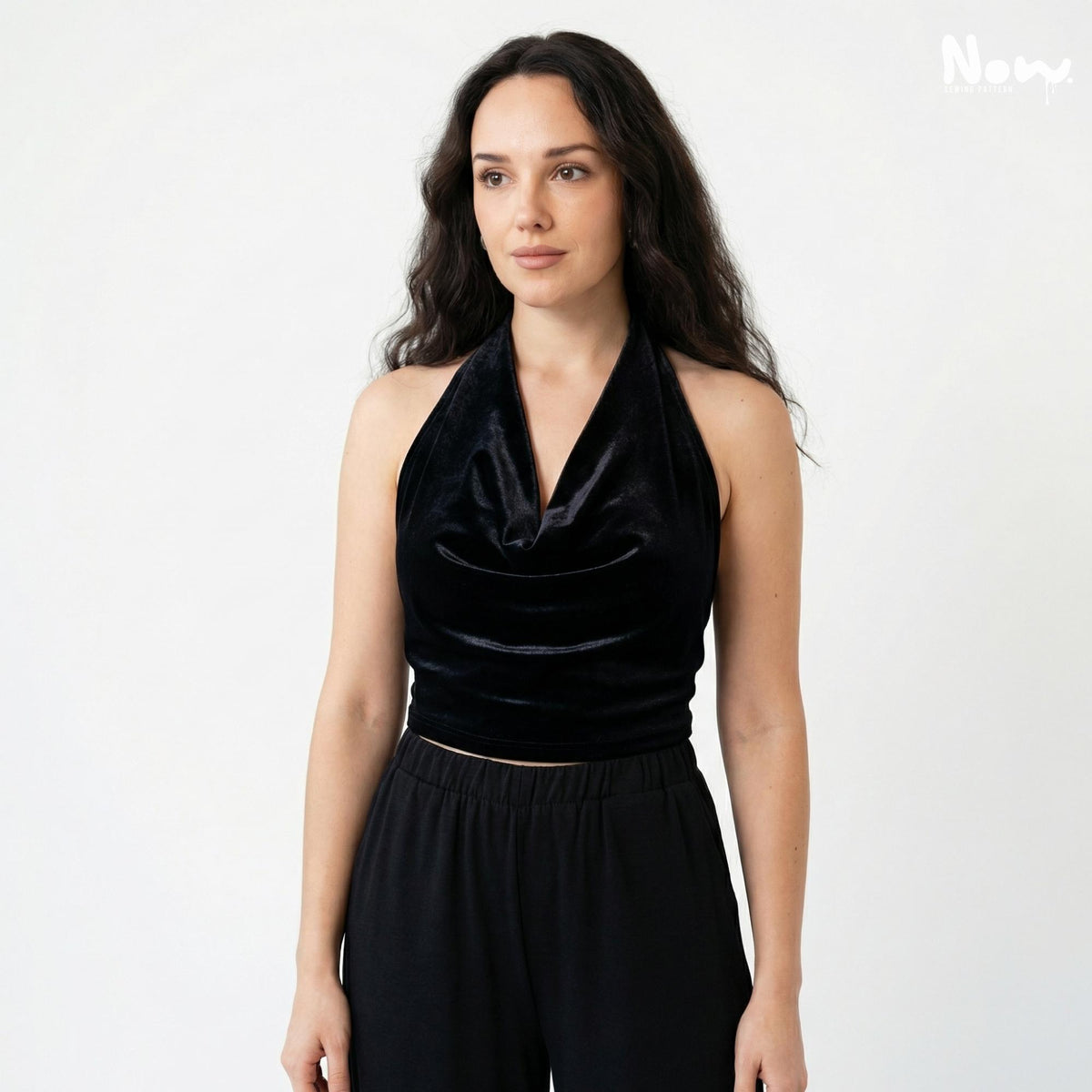 Halter Cowl Top Pattern PDF | Backless Halter Neck Crop Top | Cowl Neck Party Top | A4 A0 US Letter | XS-3XL