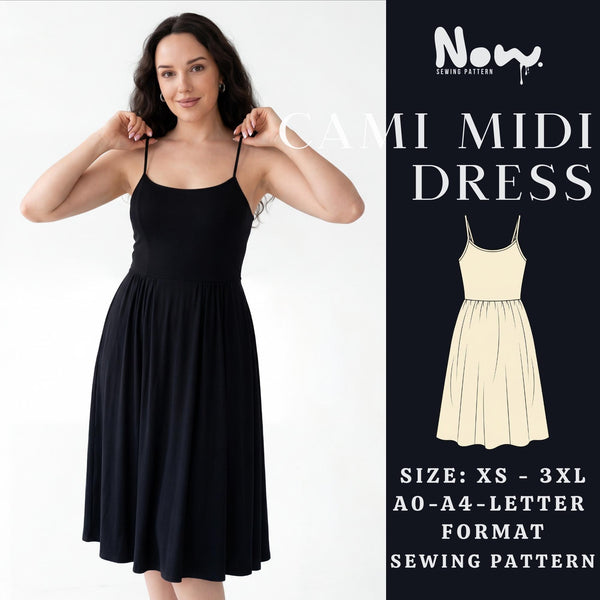 Cami Midi Dress Pattern PDF | Strappy Midi Dress Sewing Pattern | Sleeveless Slip Dress | XS - 3XL | Instant Download | A0, A4 and US Letter