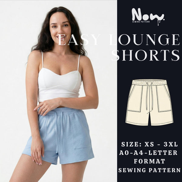 Easy Lounge Shorts Pattern | Elastic Waist Shorts Sewing Pattern | Drawstring Shorts | XS to 3XL | Instant Download | A0, A4 and US Letter