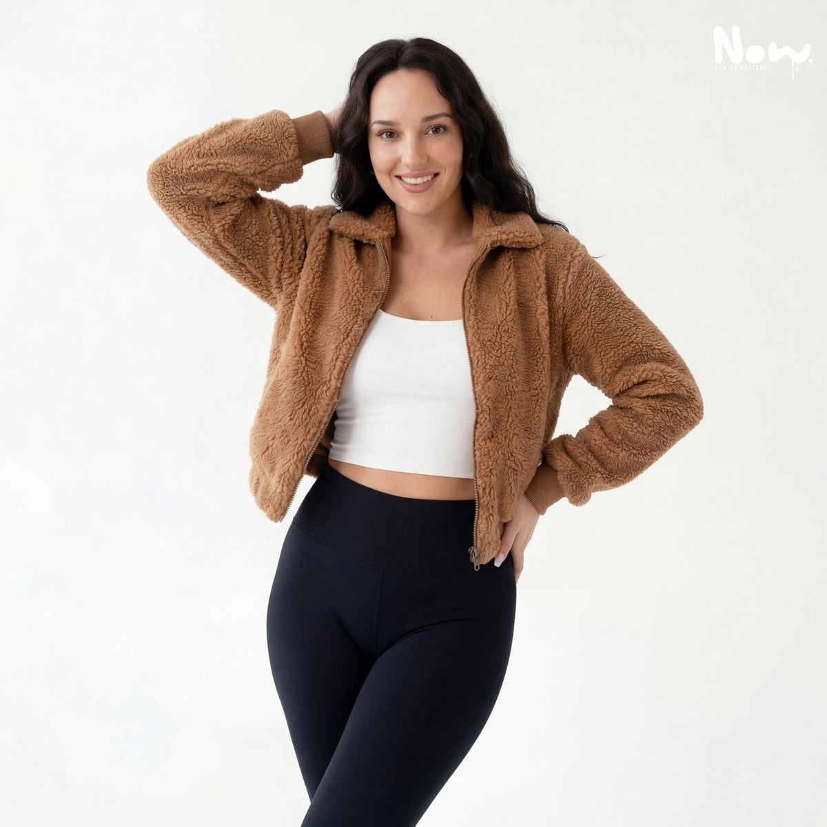 Sherpa Jacket Sewing Pattern | Zip Up Fleece Jacket PDF | Cropped Outerwear Pattern | XS-3XL