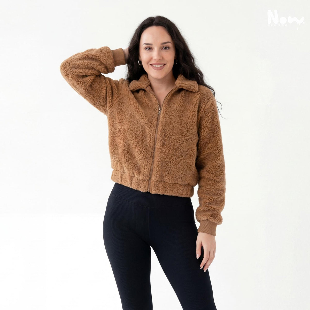 Sherpa Jacket Sewing Pattern | Zip Up Fleece Jacket PDF | Cropped Outerwear Pattern | XS-3XL