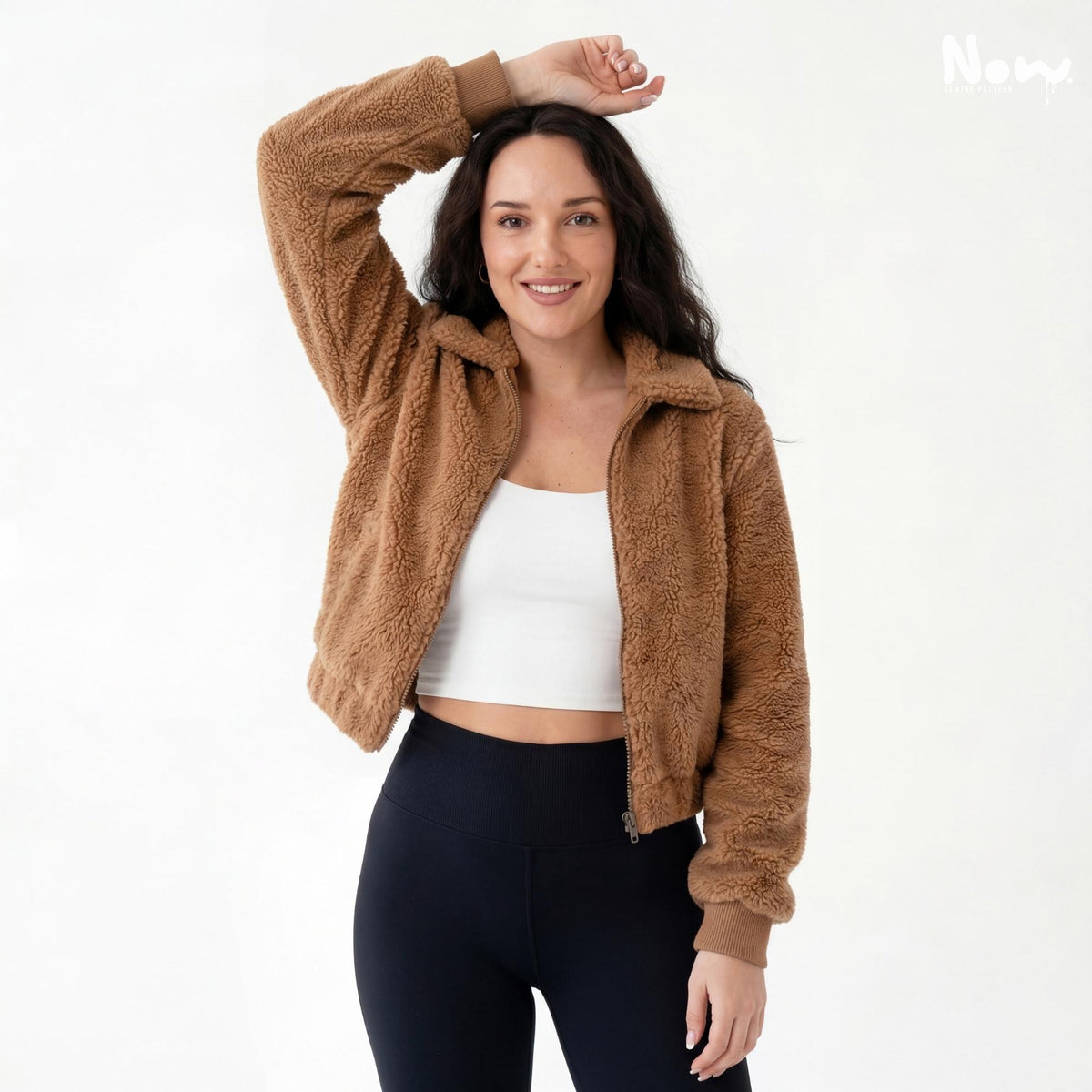 Sherpa Jacket Sewing Pattern | Zip Up Fleece Jacket PDF | Cropped Outerwear Pattern | XS-3XL